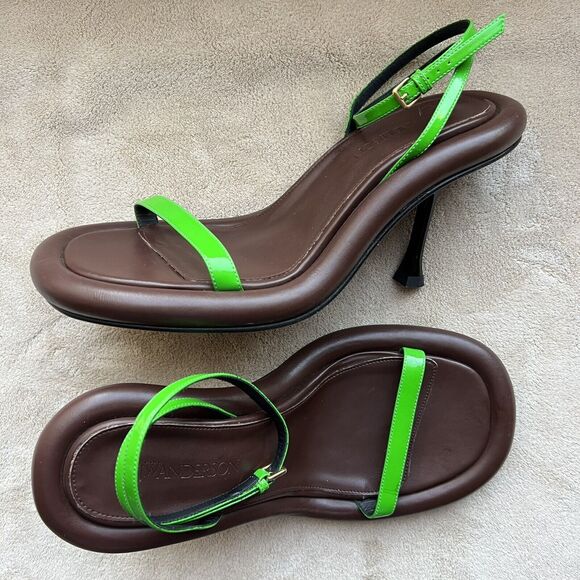 JW Anderson Bumper Tube Lime Green Patent Leather Strappy Heeled Sandal 38 US 8 - Picture 16 of 16